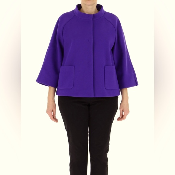 Victor Alfaro Designer Purple Wool Sweater Cardigan Drape Coat Jacket Shaw 18W - Picture 5 of 11